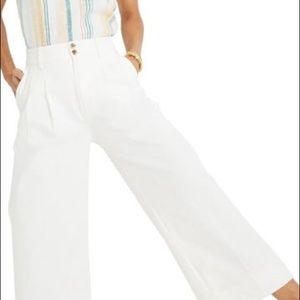 White Madewell wise leg cropped pants